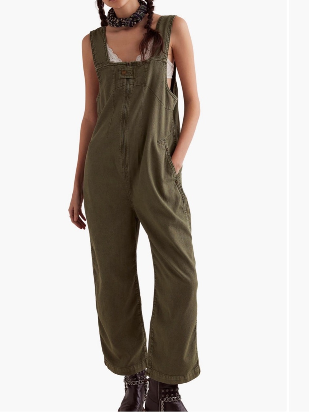 ❤️ Free People Jude Denim Overalls Green Small NWT